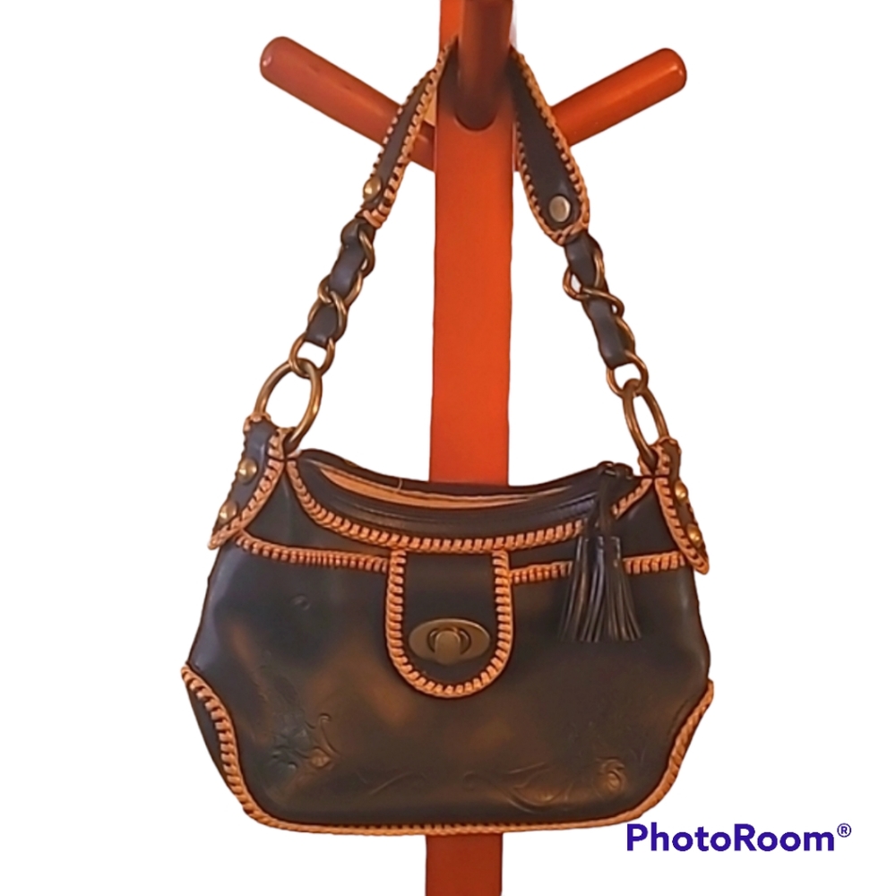 Eileen West Black Embossed Leather Purse